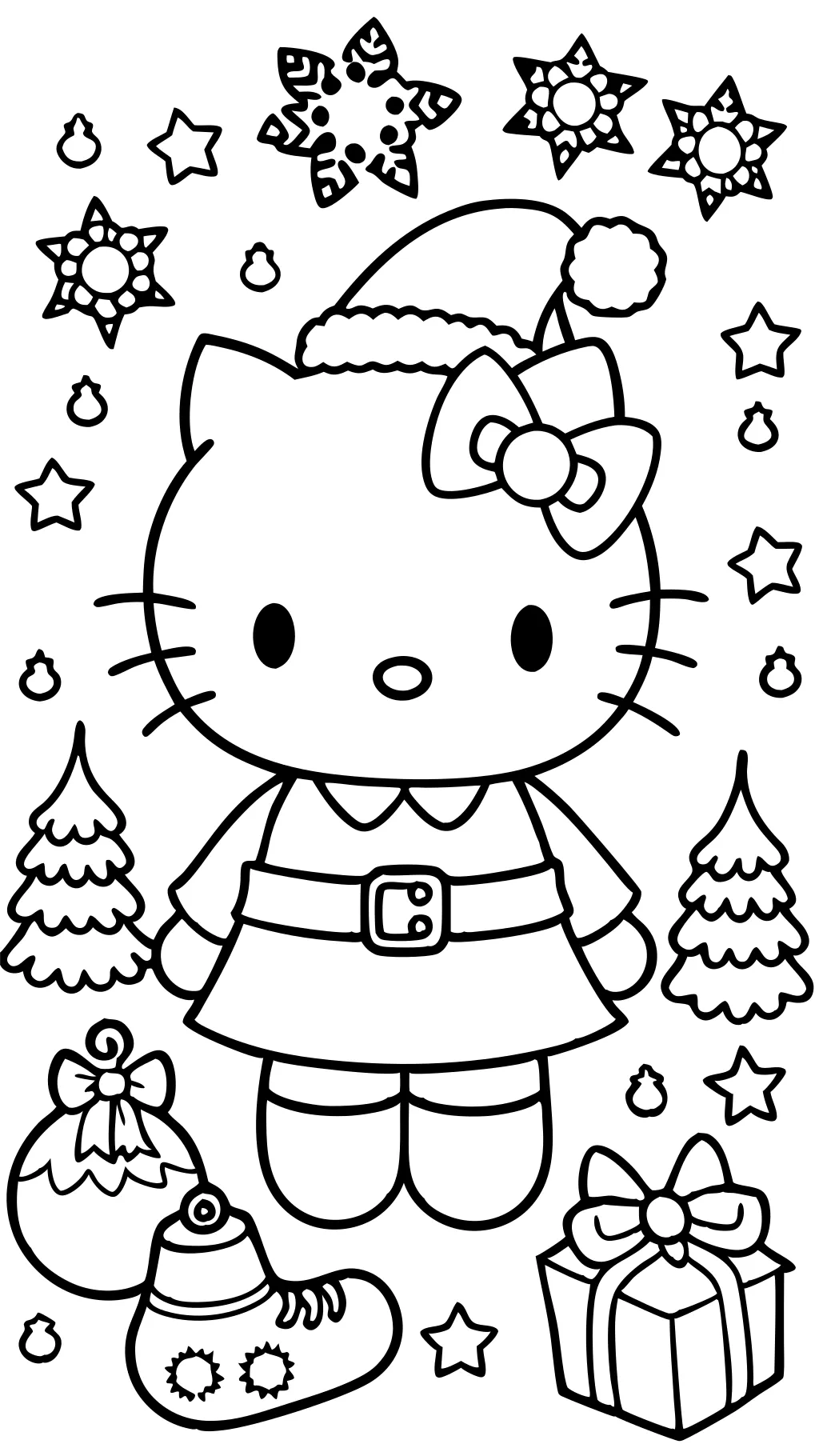 christmas cute hello kitty coloring pages